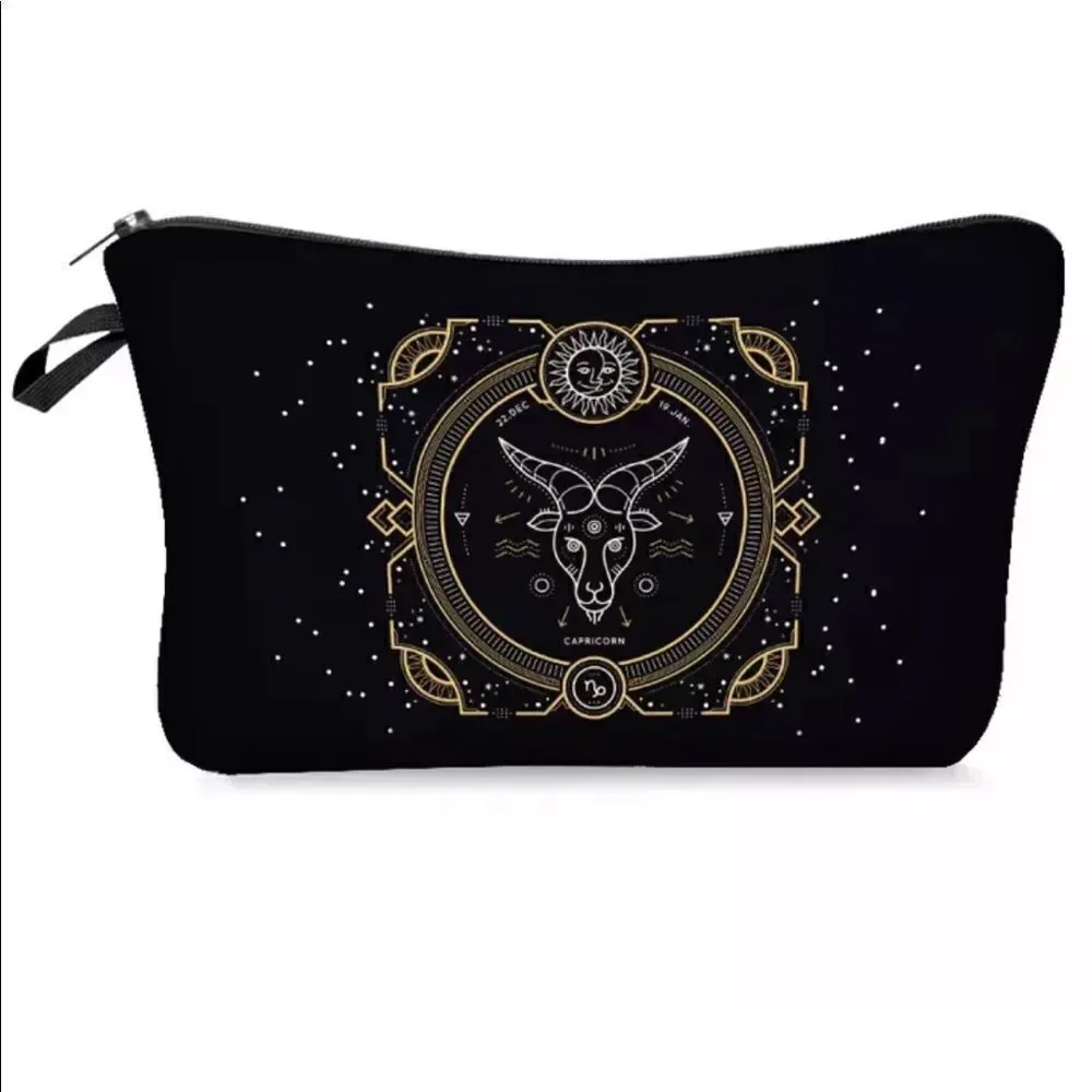 FUDEAM 12 Zodiac Print Pattern Women Waterproof Cosmetic Bag New 2 poly mailers